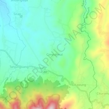 Topografisk kort Cimeuhmal, højde, terræn