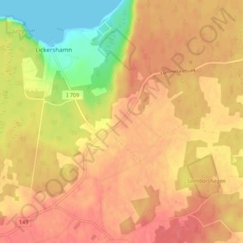 Topografisk kort Garde, højde, terræn