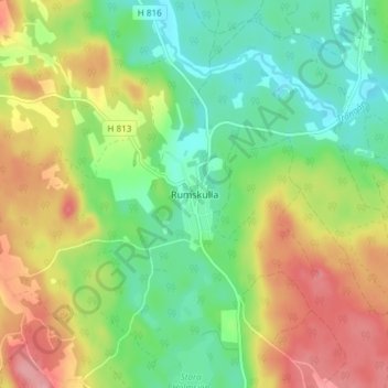 Topografisk kort Rumskulla, højde, terræn
