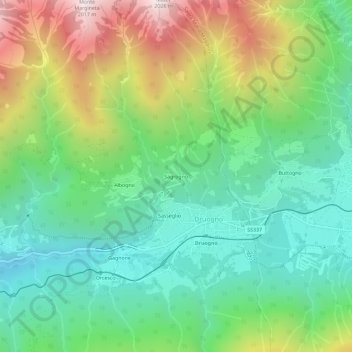 Topografisk kort Sagrogno, højde, terræn