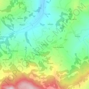 Topografisk kort Rustigazzo, højde, terræn