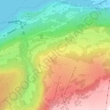 Topografisk kort Harstettli, højde, terræn