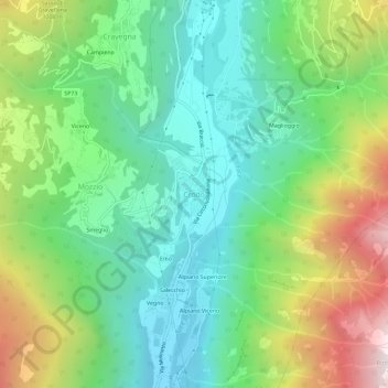Topografisk kort Crodo, højde, terræn