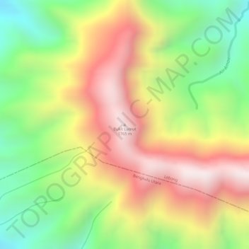 Topografisk kort Bukit Lumut, højde, terræn
