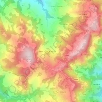 Topografisk kort Cà de Marchi, højde, terræn