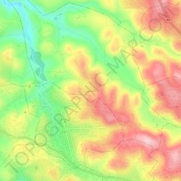Topografisk kort Kfour, højde, terræn