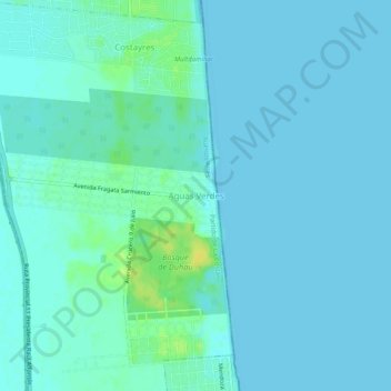 Topografisk kort Aguas Verdes, højde, terræn