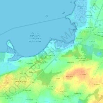 Topografisk kort Le Duer, højde, terræn