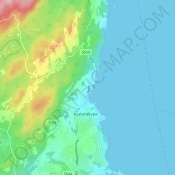 Topografisk kort Kyvik, højde, terræn