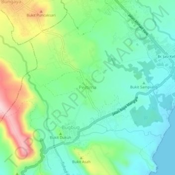 Topografisk kort Pertima, højde, terræn