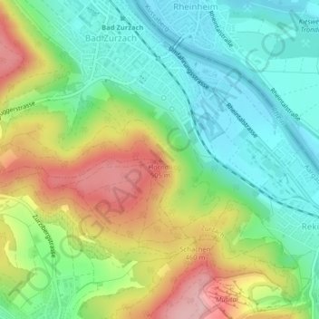 Topografisk kort Hörndli, højde, terræn