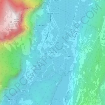 Topografisk kort Pietramurata, højde, terræn