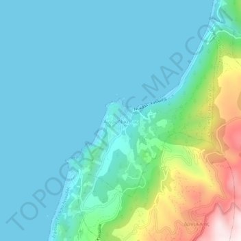 Topografisk kort Agios Nikitas, højde, terræn