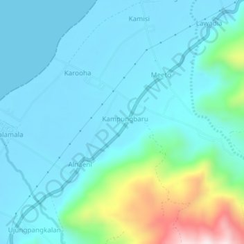 Topografisk kort Tiwu, højde, terræn