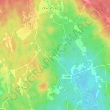 Topografisk kort Trollagärde, højde, terræn