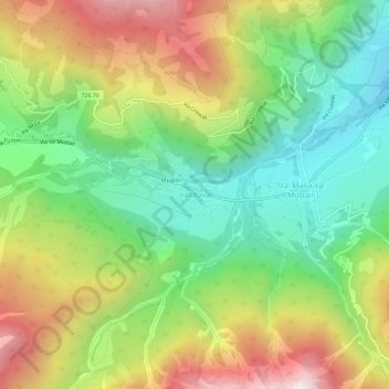Topografisk kort Valcava, højde, terræn