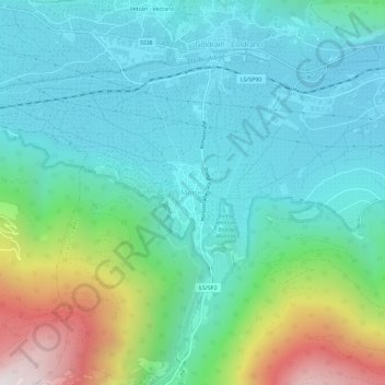 Topografisk kort Morter, højde, terræn