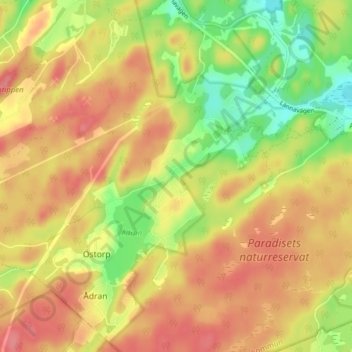 Topografisk kort Bruket, højde, terræn