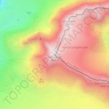 Topografisk kort Wildstrubel, højde, terræn