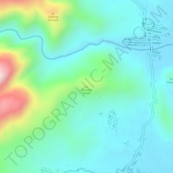 Topografisk kort Gunung Geulis, højde, terræn