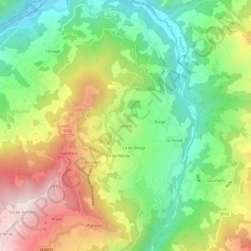 Topografisk kort Vitriola, højde, terræn