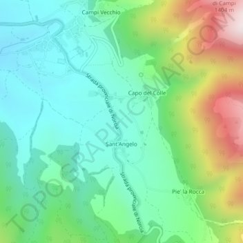 Topografisk kort Ancarano, højde, terræn