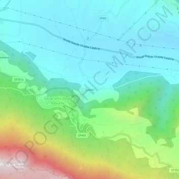 Topografisk kort Galdo, højde, terræn