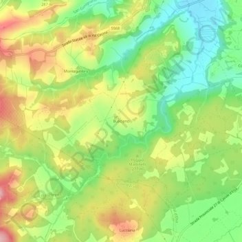 Topografisk kort Buliciano, højde, terræn