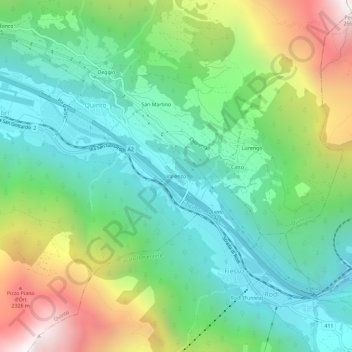 Topografisk kort Varenzo, højde, terræn
