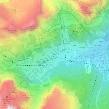 Topografisk kort Pecëi, højde, terræn