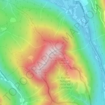 Topografisk kort Monte Martica, højde, terræn