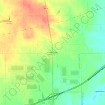 Topografisk kort Center Valley, højde, terræn