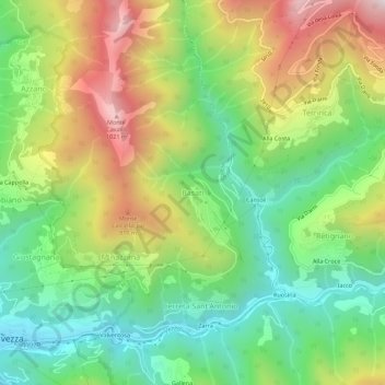 Topografisk kort Basati, højde, terræn