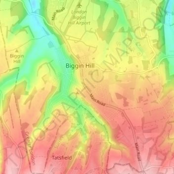 Topografisk kort Aperfield, højde, terræn