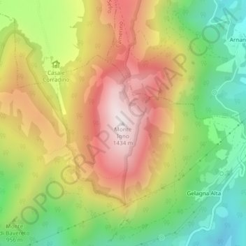 Topografisk kort Monte Igno, højde, terræn