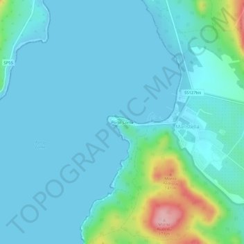 Topografisk kort Porto Conte, højde, terræn