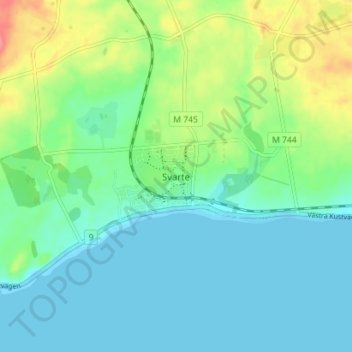 Topografisk kort Svarte, højde, terræn