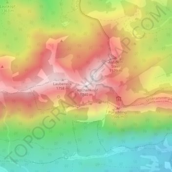 Topografisk kort Latschenkopf, højde, terræn