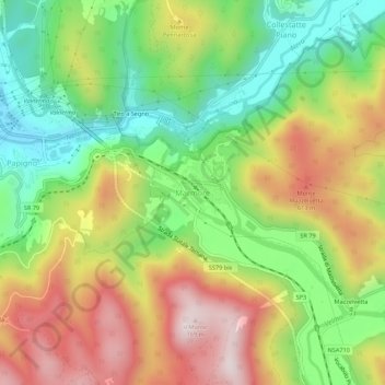 Topografisk kort Marmore, højde, terræn