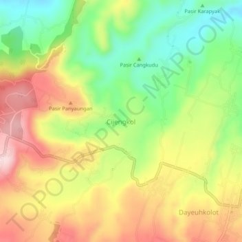 Topografisk kort Cijengkol, højde, terræn