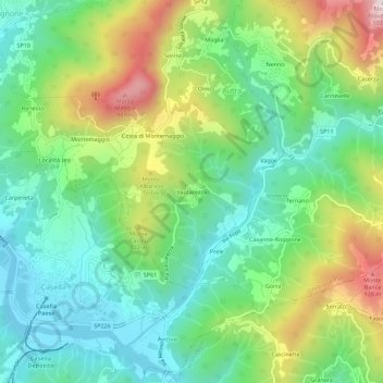 Topografisk kort Vaccarezza, højde, terræn