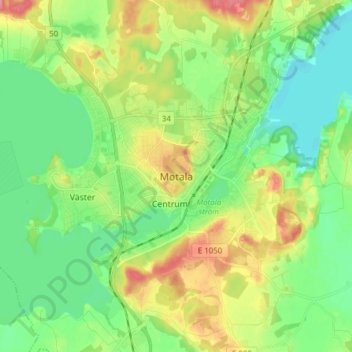 Topografisk kort Motala, højde, terræn