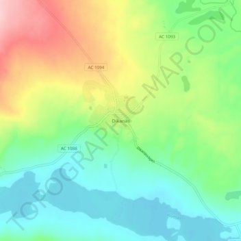 Topografisk kort Dikanäs, højde, terræn
