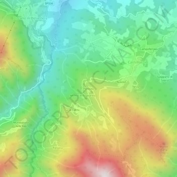 Topografisk kort Pennola, højde, terræn