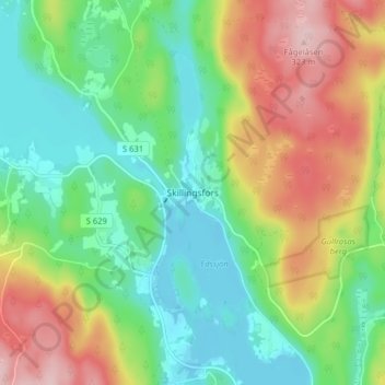 Topografisk kort Skillingsfors, højde, terræn