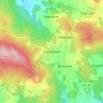 Topografisk kort Liebenstein, højde, terræn