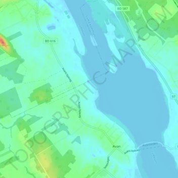Topografisk kort Lövnäset, højde, terræn
