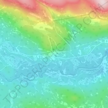 Topografisk kort Vålådalen, højde, terræn