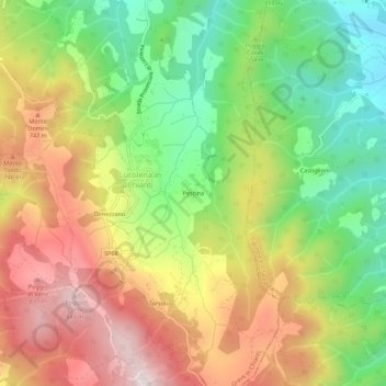 Topografisk kort Pescina, højde, terræn