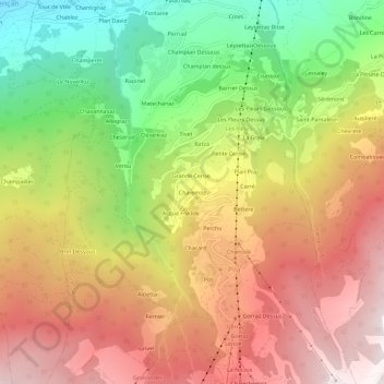 Topografisk kort Charemoz, højde, terræn